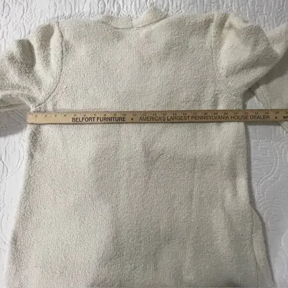 J.Jill Textured Cream Bouclé Knit Long Cardigan Coat LARGE 32" Pockets - Picture 9 of 9